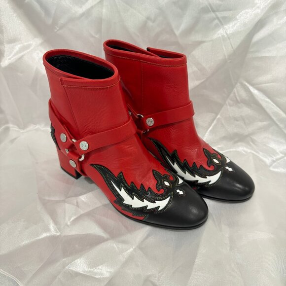 New ZADIG & VOLTAIRE Leather Red Trouble Flame Ankle Boots Sz 7- #1 PRICE ONLINE - Picture 1 of 9